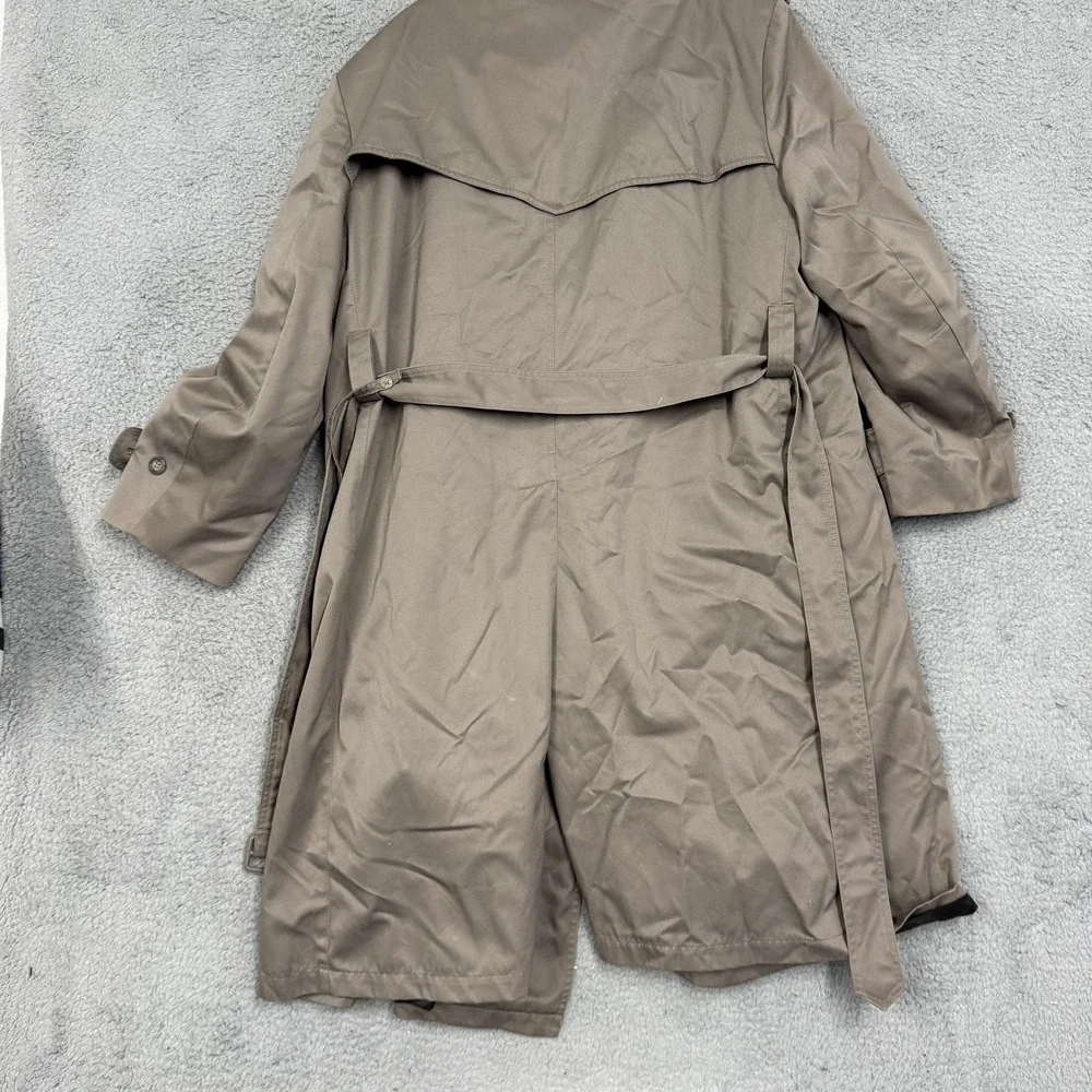 Vintage Towne London Fog Coat Mens 42 Short Tan Rain Trench Belted Lined 80s‎